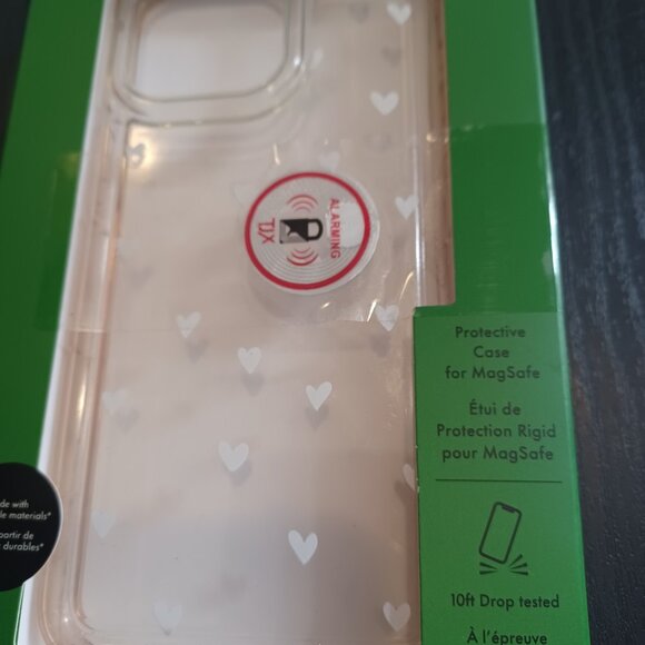 Kate Spade iPhone 15 Pro Max Protective MagSafe Case Clear With White Hearts NEW - Picture 6 of 7
